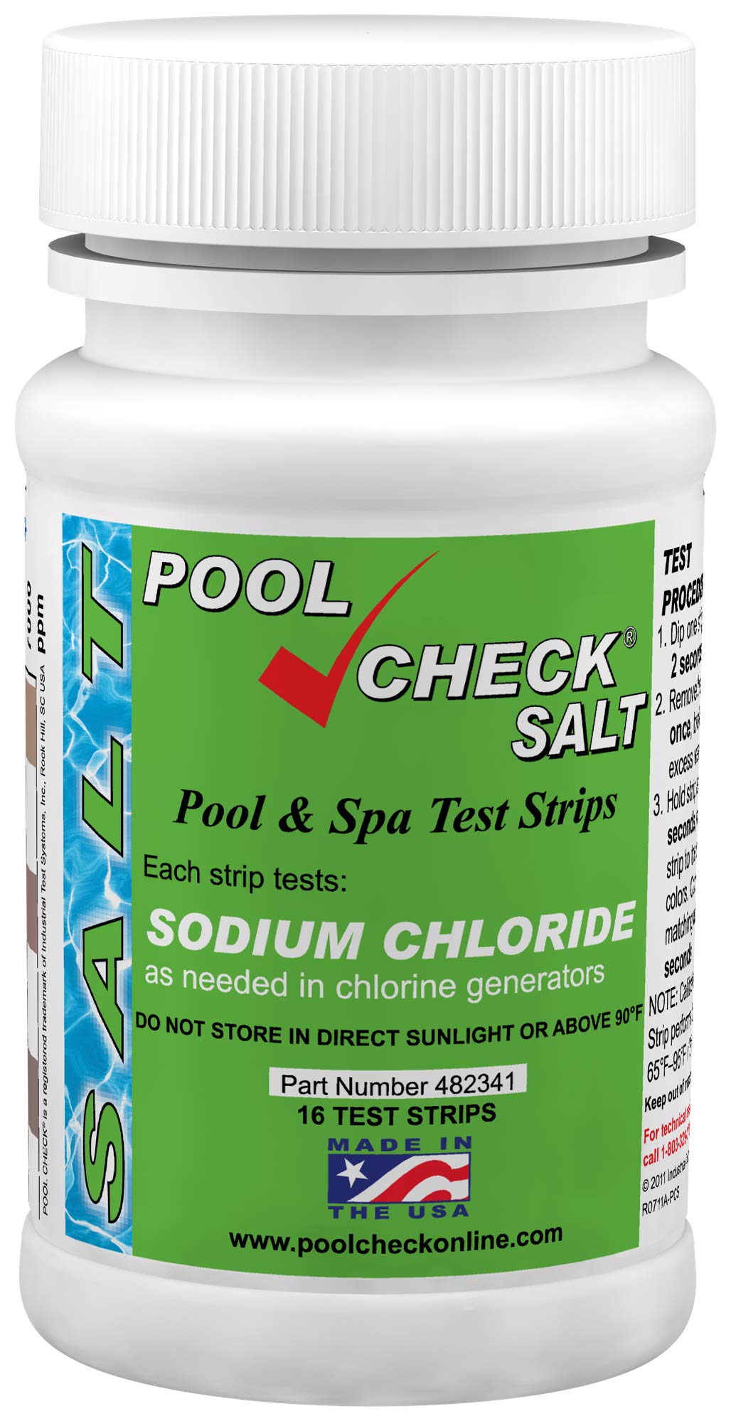 ITS Europe 482341 PoolCheck® Salt Pool & Spa Test Strips (Sodium Chloride test).