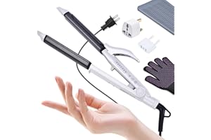 VGR Travel Curling Iron, 110~250V Dual Voltage with European Plug Adapter for International Travel, Europe Travel Essentials for Women, 2 in 1 Flat Iron and Curling Iron