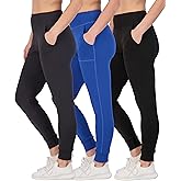 Real Essentials 3 Pack: Women's Workout Yoga Jogger Track Pants - High Waist Running Athletic Sweatpants with Pockets (Plus)