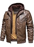HOOD CREW Men’s Casual Stand Collar PU Faux