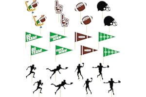 QZYL 24 Pcs Football Cupcake Toppers, Disposable Foot Ball Themed Toothpicks, Touchdown Players Flagship Cake Toppers, Football Party Decorations for Sports Theme Baby Shower Birthday Party Supplies