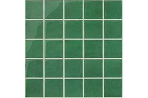SMOOSTIKC Thicker Dark Glaze Green Peel and Stick Backsplash Tiles- 10 pcs of 12" x 12" -3D Adhesive Glossy Square Stick on B