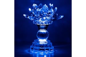 TENGFENG LED Crystal Lotus Flower Lamp – USB Powered Buddha Light for Worship, Prayer and Display,Lotus Flower Light for Bedroom, Buddhist Supplies,Shrine,Meditation Room 8’’ (Blooming Lotus-7 Color- M)