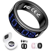 Smart Ring Fitness &amp; Health Tracker with Display Screen for Men Women | IP68 Waterproof Smart Rings for Health Monitoring, Fitness Tracker Ring with Call Notification, No App Fees