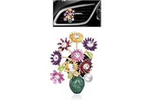 ORIESSE Flower Car Decor,Cute Dasiy Bird Vase Car Air Freshener Vent Clip,Bling Alloy Colorful DashBoard Vent Decorations Aesthetics for Women,Refillable Aroma Diffuser