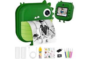 Makolle Kids Camera,Instant Print Camera for Kids,Christmas Birthday Gifts for Boys Age 3-12,HD Digital Video Cameras for Toddler, Portable Toy for 3-10 Year Old Boys with 32GB SD Card-Green