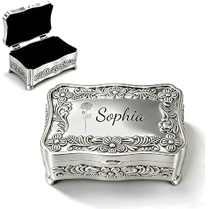 YVD Personalized Vintage Jewelry Box, Custom Engraved Alloy Trinket Box | Compact zinc alloy keepsake box with velvet lining