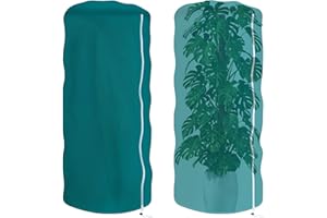 MUXIMUD 2 Packs Plant Covers Freeze Protection for Winter, 47"x71" Rounded Top Winter Plant Cover Bags for Shrub Bush, Frost Cloths for Outdoor Plants, Cold Weather Tree Frost Blankets with Zipper Drawstring