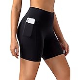 Colorfulkoala Dreamlux No Front Seam High Waist Biker Shorts with Pockets for Women 6" Inseam Tummy Control Yoga Short