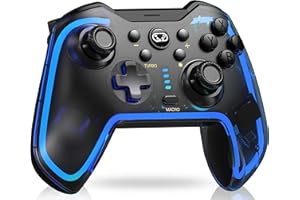 ELISWEEN Switch Controller, LED Wireless Switch Controllers Compatible with Nintendo Switch Controller/Lite/OLED, COOL RGB Switch Pro Controller Work with iOS/Android/PC with Macro, TURBO & Wakeup