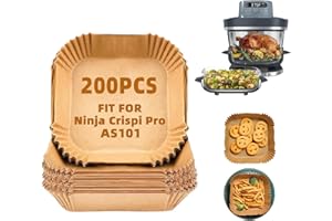 200Pcs Air Fryer Liners for Ninja Crispi Pro 6-in-1, 6Qt Air Fryer Parchment Paper Liners Disposable Waterproof Oil Proof Air