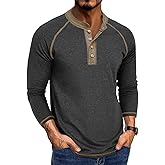 Mens Henley Shirts Long Sleeve Casual Classic Button T-Shirt Lightweight Stylish Pullover Tees Top