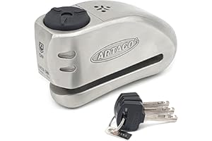 ARTAGO 32 State-of-the-art Disc Lock Without or With Alarm 120dB + Don't Touch Warning, Exclusive SAA Triple Locking, SRA Approved, Stainless Steel High-end Motorcycle Alarm Disc Brake Lock Anti-Theft