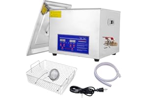 VECKYJL Ultrasonic Carburetor Cleaner, Ultrasonic Parts Cleaner 15L Industrial Ultrasonic Parts Cleaner with Heater&Digital Timer, Ultrasonic Carb Cleaner for Watch Dental Instrument Tool Parts Cleaning, 110V