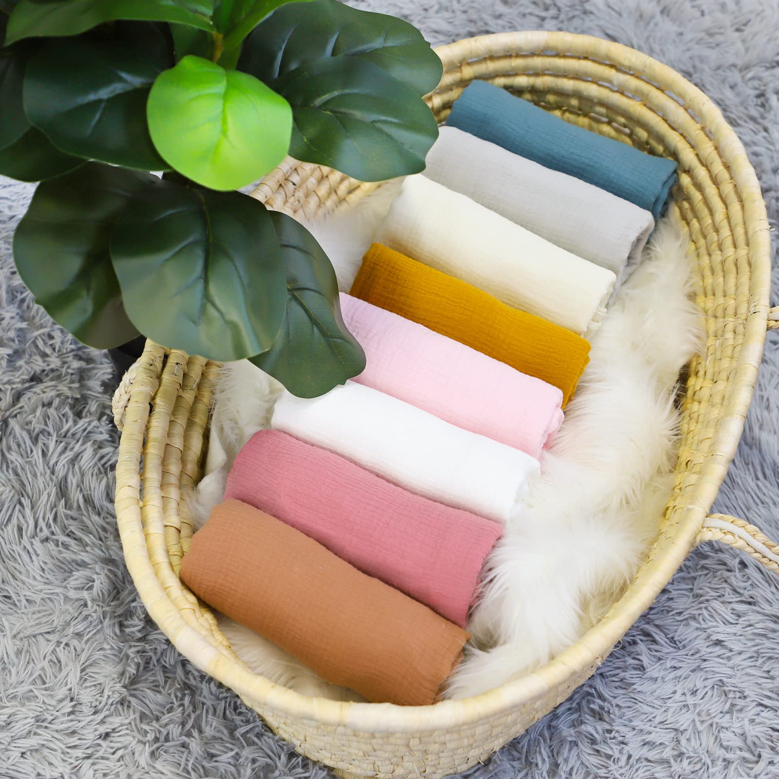 Muslin Baby Lounger Cover, Baby Padded Lounger Cover, Infant Floor Seat Cover, Organic Cotton Removable Slipcover Fits Newborn Lounger for Boys and Girls, Brown and Ginger