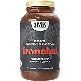 MK Supplements Ironclad – Grass Fed Beef Spleen & Bison Heart Capsules – Whole Food Heme Iron & CoQ10 – Desiccated Organ Supplement