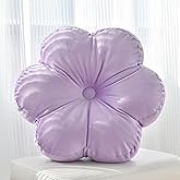 Xuyier Flower Pillow, Flower Shaped Throw Pillows with Velvet for Couch Bed Sofa Chair, Cute Home Decor Floor Seating Cushion Pillows for Living Room Bedroom(15 Inches, Lavender)