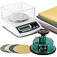 NEWTRY 1000g/0.01g Electronic Fabric GSM Scale Digital Textile Weight Balance with a 0-2mm Disc Sampler Cloth Cutter for Textile Paper Non-Woven Fabrics (110V Scale + Sampler)