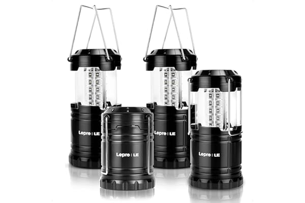 Lepro LED Collapsible Camping Lantern, Super Bright, Battery Powered Camping Lights, IPX4 Water Resistant, Portable Emergency