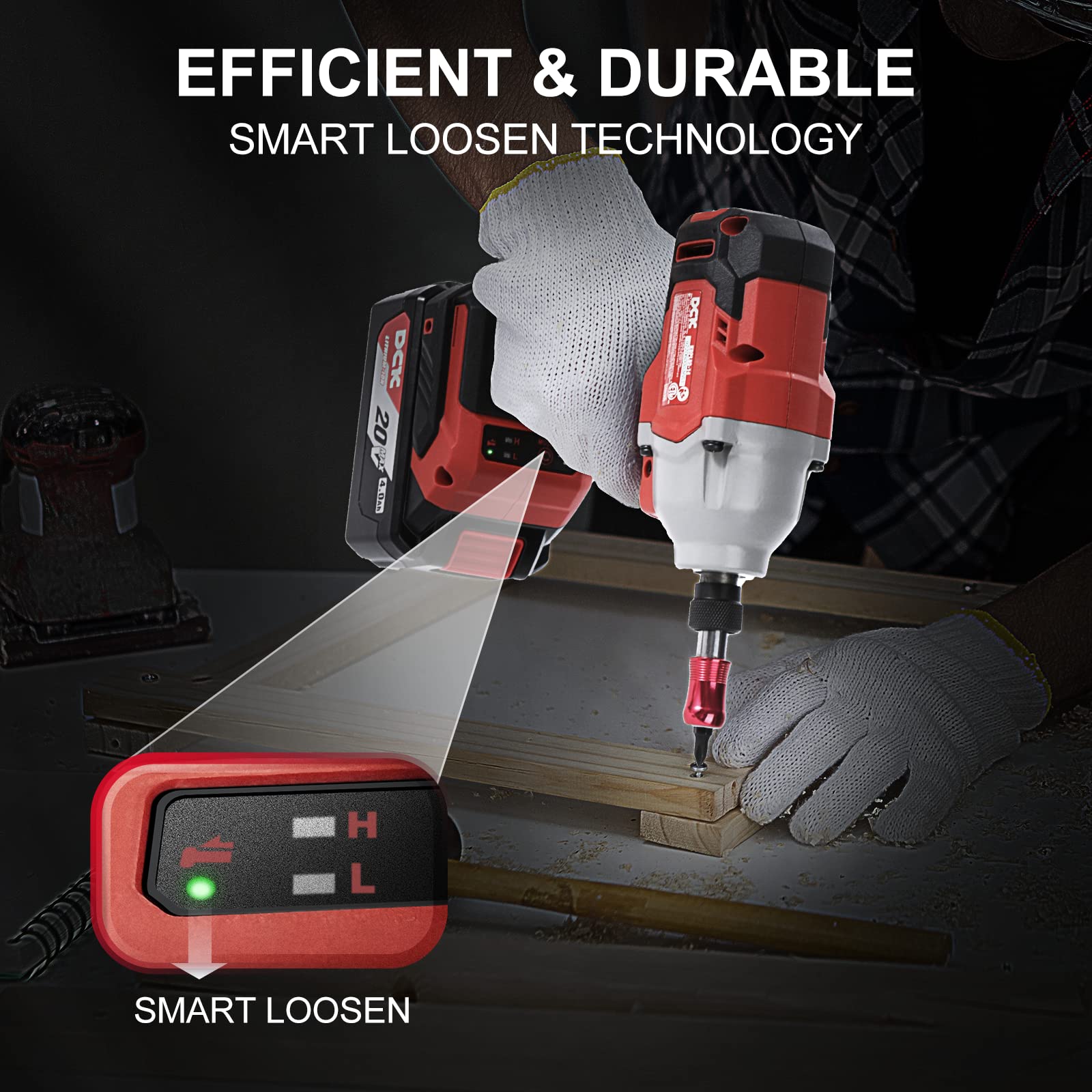 DCK Impact Driver, 20V Max Brushless Cordless Impact Driver Kit, 1600 In-lb., 1/4