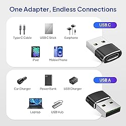 Elebase USB to USB C Adapter 4 Pack,USBC Female to