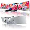 FOPO 15" Laptop Monitor Extender, 1080P Full HD Triple Portable Monitor with USB-C/HDMI, Plug and Play Laptop Screen Extender for 15-17.3" Laptop with Windows/Mac(Only for M1 Max/M1 Pro)/Switch - S17