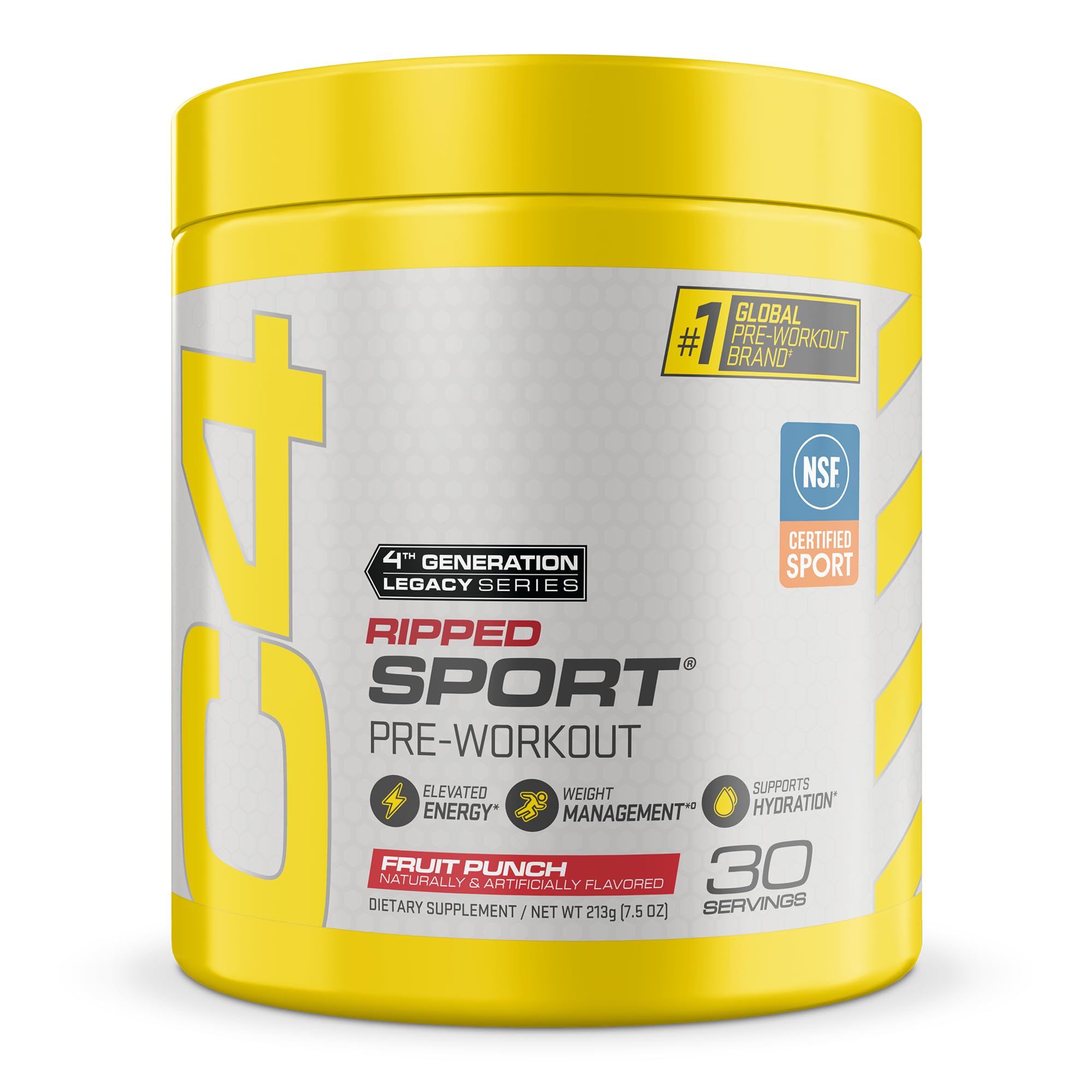 C4 Ripped Sport Pre Workout, 135mg Caffeine, Fruit Punch, 30 Servings
