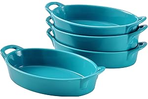 Bruntmor 8" x 5" Oval Ceramic Deep Dish Pie Pan Set of 4, Cute Ceramic Pie Pan, Ceramic Pie Plate For Baking, Ceramic Pie Baking Dish for Thanksgiving and Christmas Dinner