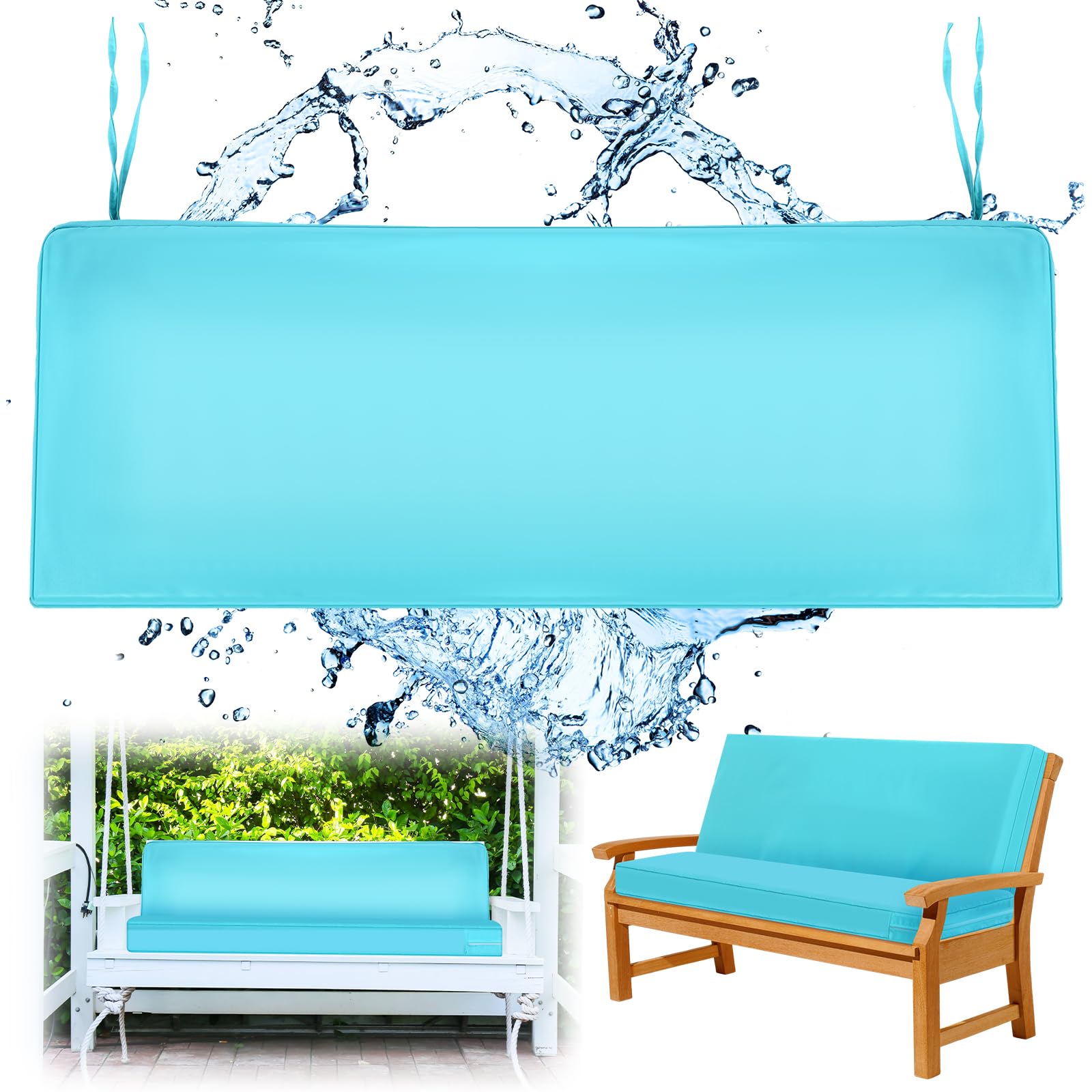 Photo 1 of SmoothNovelty 48x18 Inch Patio Bench Cushion Covers Outdoor Waterproof UV Protection Loveseat Swing Replacement Cover with Tie Zipper Adjustable Strap Garden Seat Sofa Furniture Cushion Cover