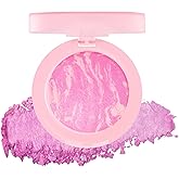 MCoBeauty Baked Highlighting Powder Blush - Cool Pink | Marbled Buildable Pressed Blush, Luminous Cheek Color, Shimmer Makeup, Vegan &amp; Cruelty Free