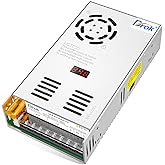 DROK 24V Power Supply, AC 110V/220V to DC 0-24V 20A 480W Buck Converter, Variable Adjustable Adapter Regulated 5V 12V 24V Volt Switching Voltage LED Transformer 20A Amp Charger for Computer Lab
