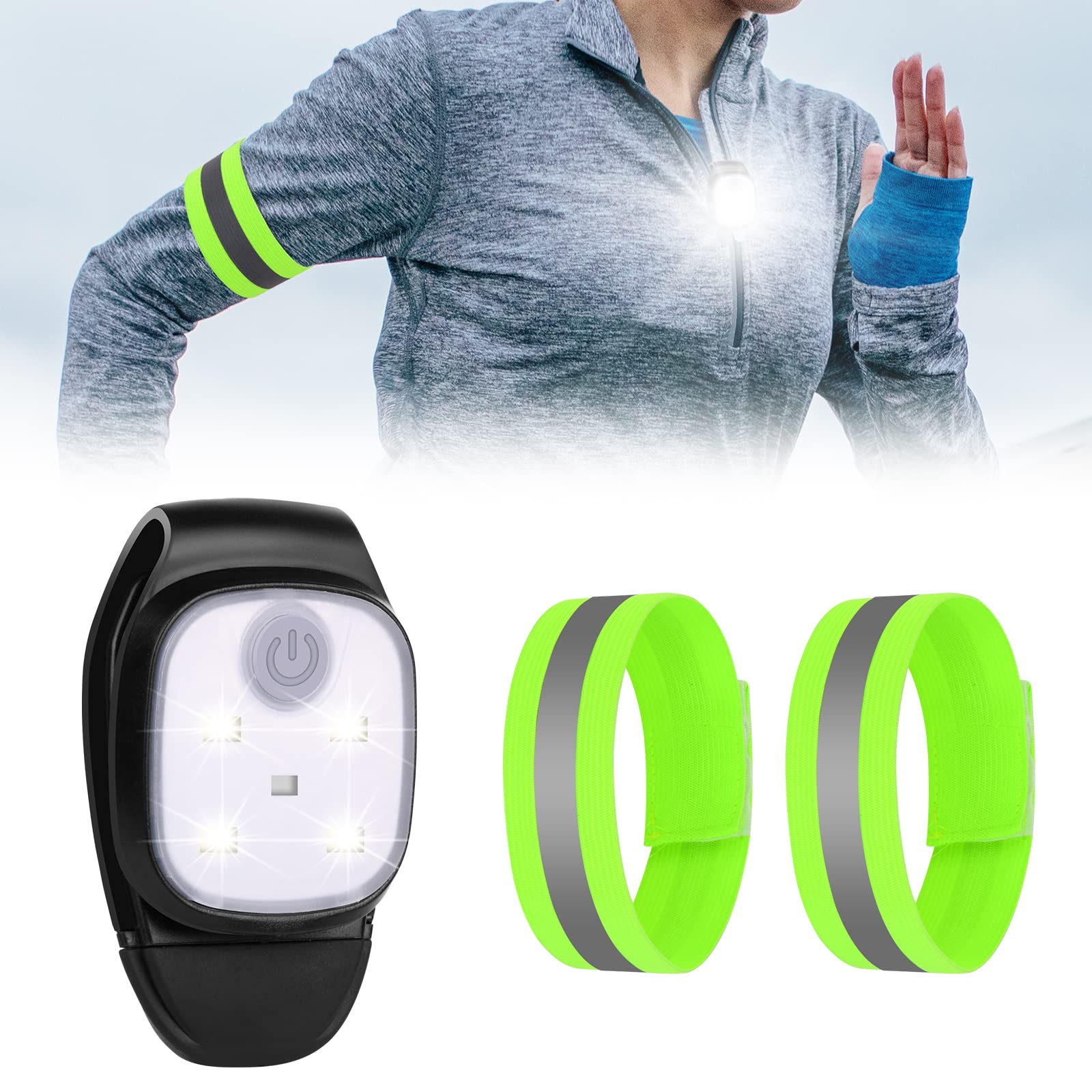 URAQT Running Light - USB Rechargeable LED Outdoor Night Clip-on Super Bright Walking Light for Runners, Joggers, Camping, Hiking, Dog Walks (1 pc)