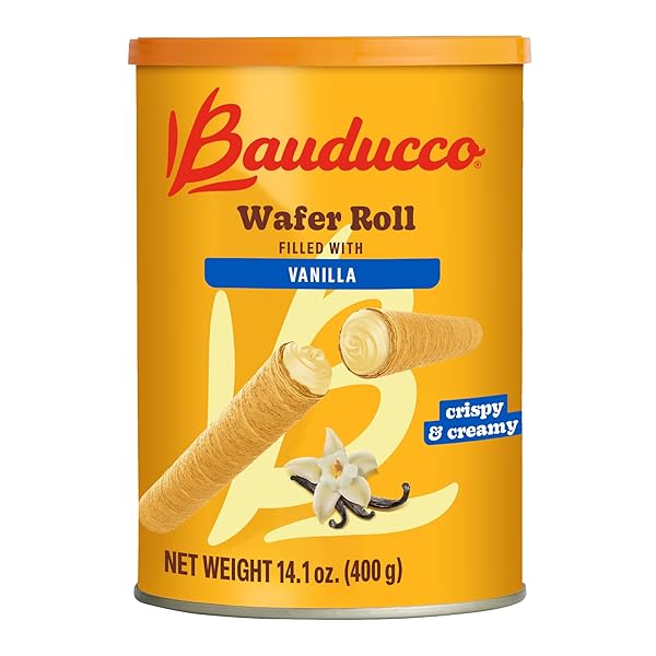 BAUDUCCO WAFER ROLLS, CRISPY VANILLA WAFER ROLLS FILLED...