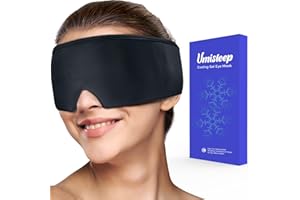 Umisleep Cooling Eye Mask, Soft Cold Sleep Mask for Dry Eyes, Reusable Gel Eye Cover Ice Pack, Cold Compress Therapy, Stye Eye Treatment, Headache, Dark Circles, Puffy Eyes, Migraines Relief, Black