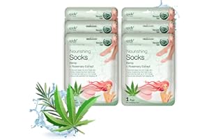Epielle Nourishing Foot Mask 6 Pairs, Repair and Soften with Hemp & Rosemary Extract, Deep Moisturizing Socks for Dry, Cracked Feet, Self Care Gifts for Women, Spa Kit, Stocking Stuffers