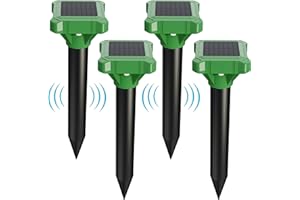 X-OCTENOL Solar Powered Mole Repeller Outdoor Vole Deterrent Gopher Repellent with Pulse Wave Waterproof Groundhog Control Device for Lawn Patio and Garden (4)