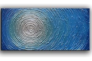YaSheng Art -Abstract Art Oil Painting on Canvas 3D Metallic Bead light Blue Texture Pictures Canvas Wall Art Paintings Modern Home Decor Paintings Ready to hang (24X48 inch)