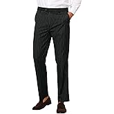 Lars Amadeus Formal Striped Dress Pants for Men's Slim Fit Flat Front Office Business Trousers