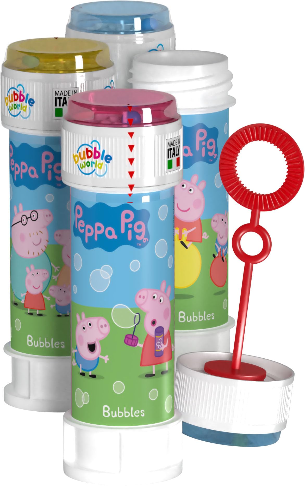 Anila's Peppa Pig Bubble Tubs with Wands, 60ml Solution & Maze Lid, Set of 12, Party Bag Fillers & Favours, Ages 3+