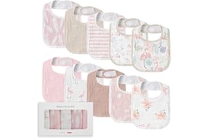 LYRICHOM BABY Muslin Baby Drool Bibs for Unisex Boys Girls, 10 Pack Soft Cotton Baby Bib for Teething Drooling, Essentials Shower Gift (10, Light Pink)