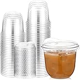 Baderke Clear Plastic Cups with Strawless Sip Lids Disposable Round Bottom Togo Cups for Coffee Smoothie Cold Beverage Coffee Shops and Party Catering(10 oz,50 Pcs)