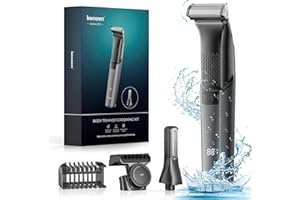 KENSEN Body Hair Trimmer - 2 in 1 Pubic Hair Trimmer for Men with Multiple Head, Electric Dual-Sided Body Shaver for Beard Armpit Groin Ball Shaver IPX6 Waterproof Travel Lock Rechargeable Groomer Kit