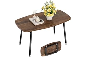 WOHOMO Folding Coffee Table Rustic Small Coffee Tables for Living Room Farmhouse Portable Table for Small Spaces Rectangular Mid Century Coffee Table, No Assembly 31.5 * 15.7 * 17.7IN, Walnut