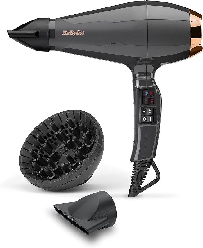Italian Air Pro Föhn mit Diffusor – Hergestellt in Italien, 2200W Hochleistungs-Haarföhn, Ionen Anti-Frizz-Technologie, 2 Temperatur- und 2 Geschwindigkeitsstufen, Schwarz, 6719DE