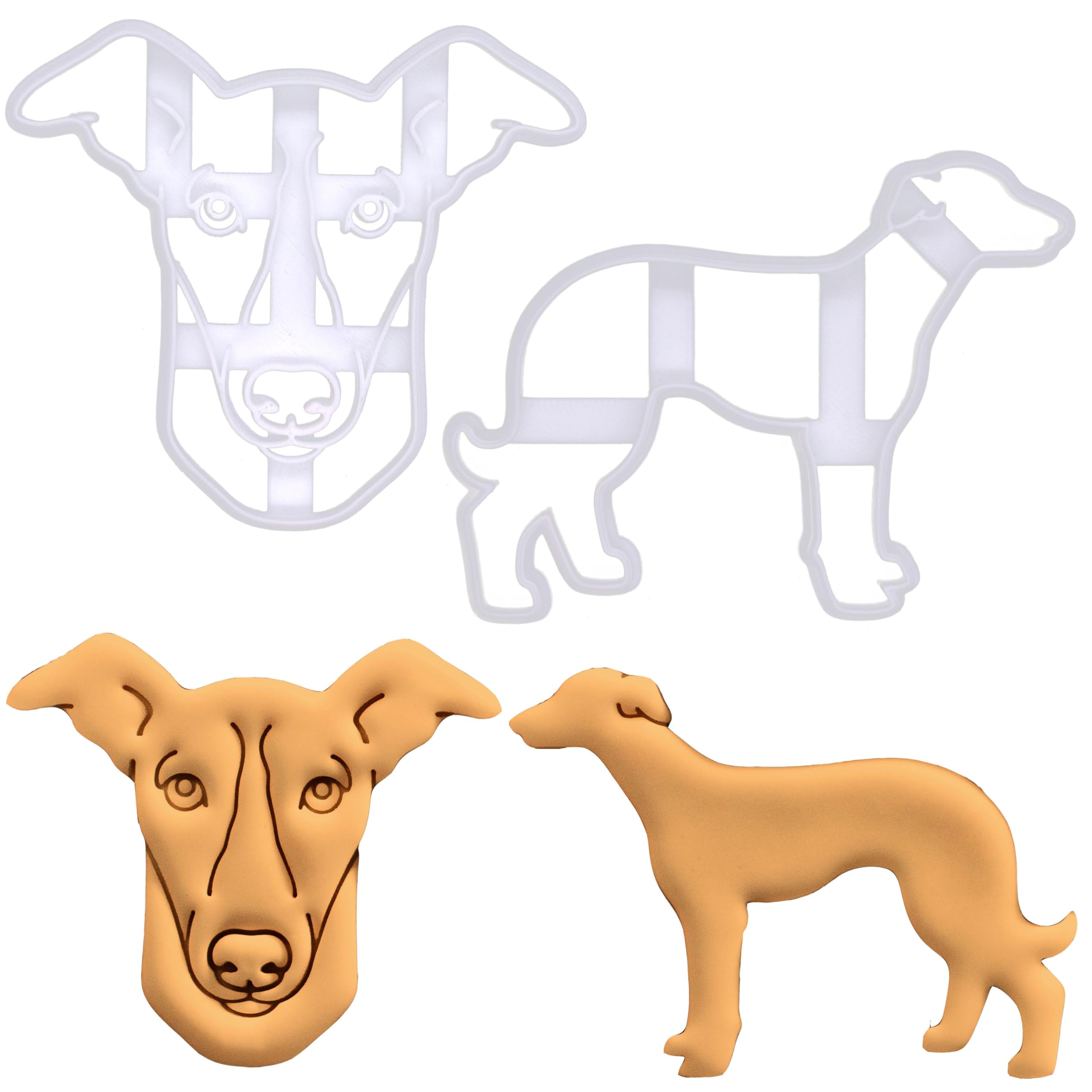 BAKERLOGY Set of 2 Whippet Cookie Cutters - Detailed Biscuit Cutter Design for Baking and Crafts, Ideal on Fondant, Dough, Clay