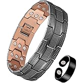 Jeracol Copper Bracelet for Men, 3X Strength Magnetic Copper Bracelets for Men with 3500 Gauss Magnets, Adjustable Length with Sizing Tool
