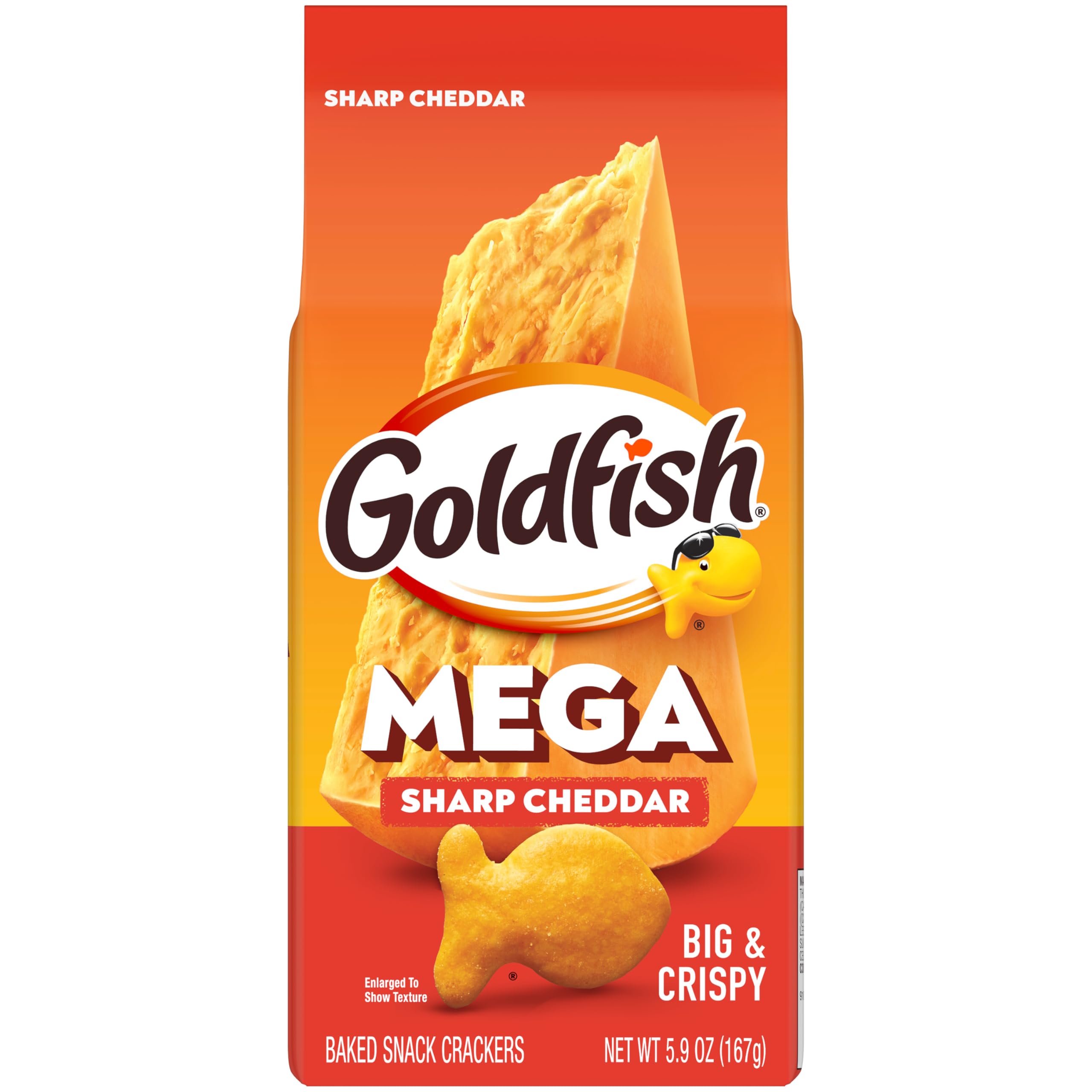 Photo 1 of Goldfish Mega Bites Sharp Cheddar Cheese Crackers, 5.9 Oz Bag