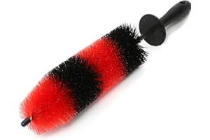 TAKAVU Master Wheel Brush, Easy Reach Wheel and Rim Detailing Brush 18’’ Long Soft Bristle, Car Wheel Brush, Rim Tire Detail Brush,Multipurpose use for Wheels,Rims,Exhaust Tips,Motorcycles (Red)