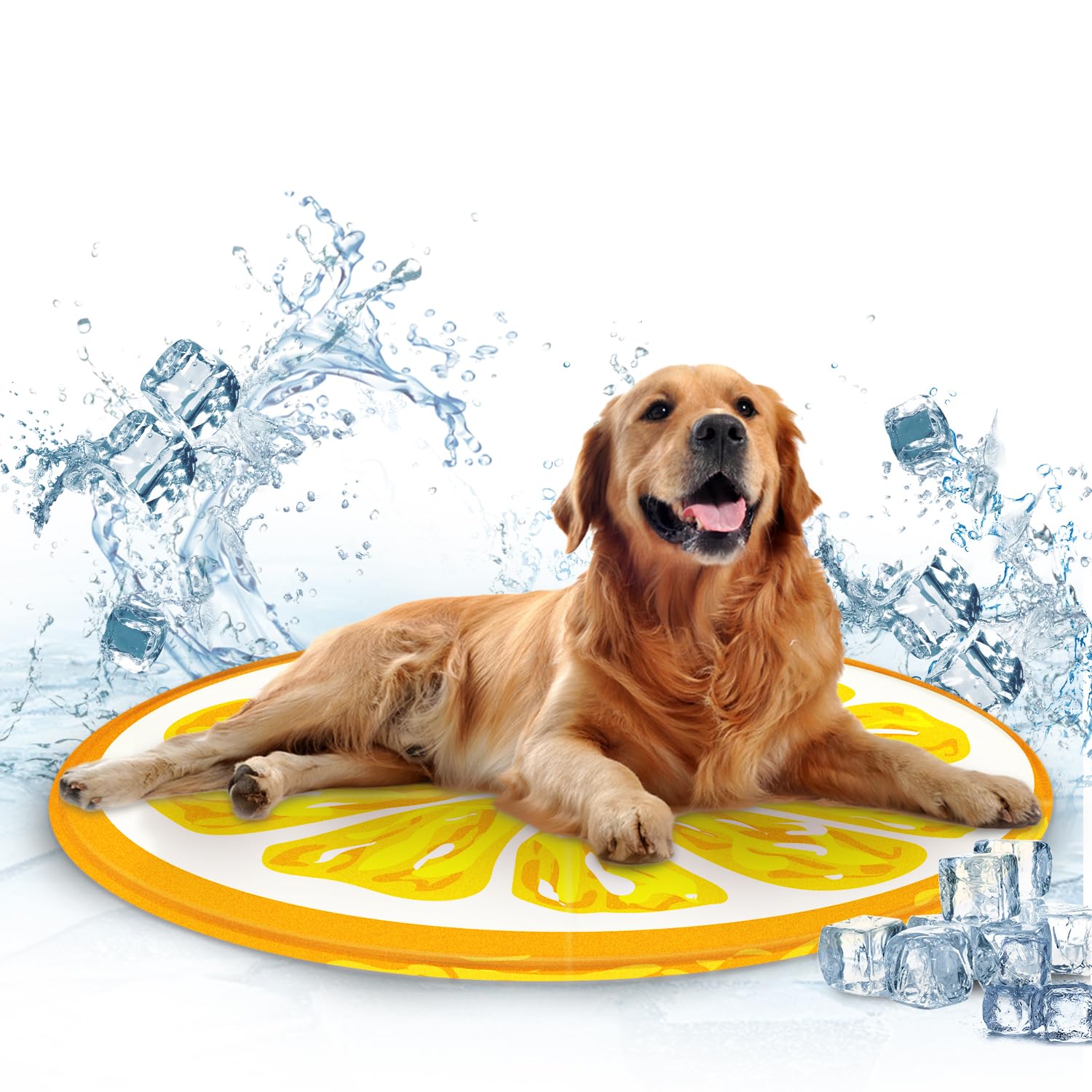 Actask Dog Cooling Mat - Non-toxic Self-Cooling Pad With Auto System, Icy Mattress for Cat and Dog Igloo Summer Sleeping Bed (Orange 60CM)