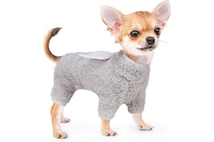 KOSIYI Dog Pajamas for Small Dogs Male Female Fleece Winter Dog Clothes, Lightweight Velvet Pet Sweater Jumpsuit, Pjs, Cat Apparel, Dog Onesie Puppy Sweaters, Small, Gray